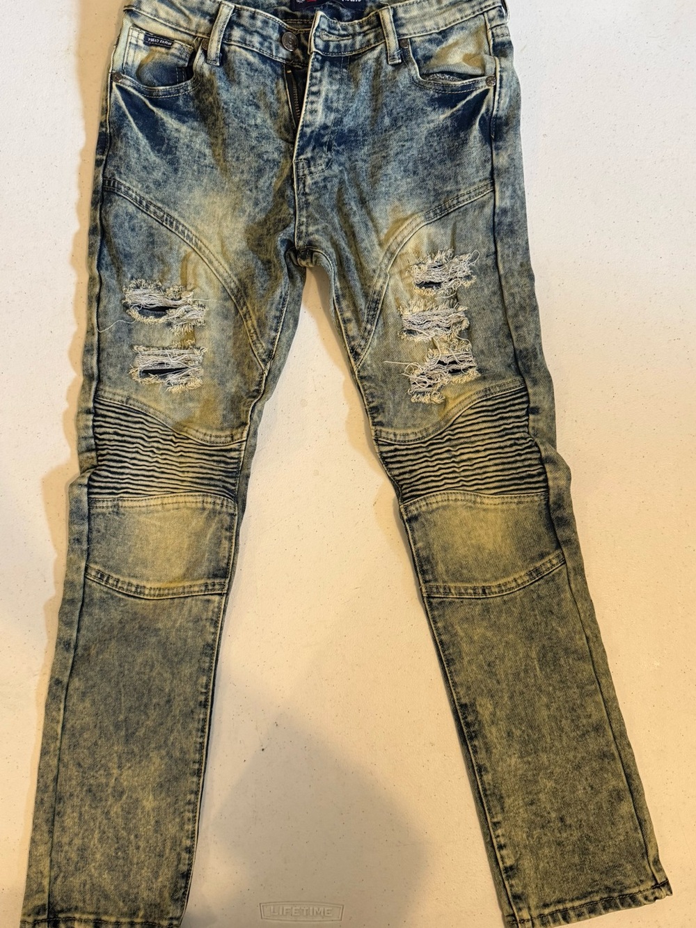 Phat Farm Skinny Jeans Boys Size 12 Distressed Blue Acid Wash